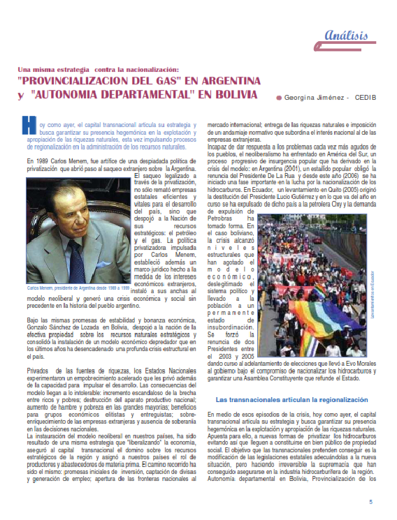 Petropress 3 | Provincialización del gas en Argentina y autonomía departamental en Bolivia