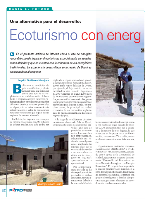 Petropress 6 | Ecoturismo con energías renovables