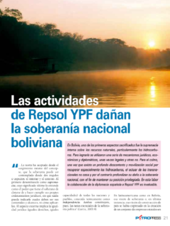 Petropress 9 | Las actividades de Repsol YPF dañan la soberanía nacional boliviana