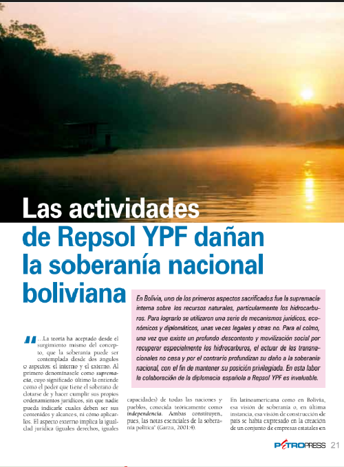 Petropress 9 | Las actividades de Repsol YPF dañan la soberanía nacional boliviana