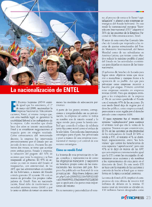 Petropress 10 | La nacionalización de Entel