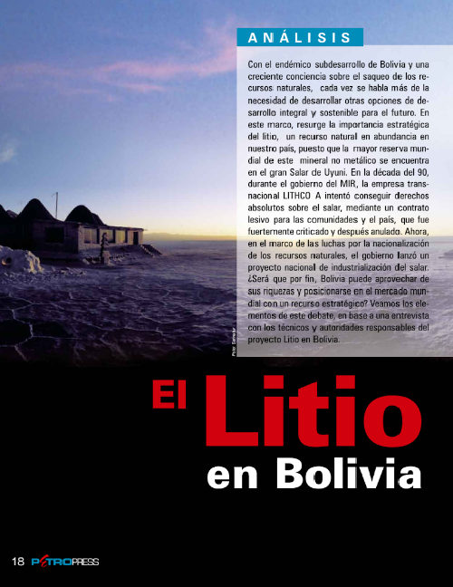 Petropress 13 | El Litio en Bolivia