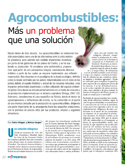 Petropress 14 | Agrocombustibles más un problema que una solución