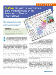 Petropress 14 | Perú traspaso de concesiones entre transnacionales en las fronteras de Chile Ecuador y Bolivia