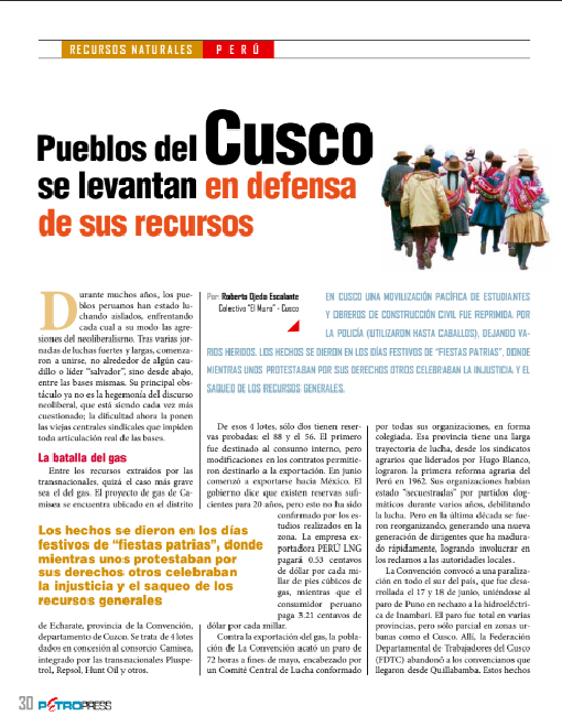 Petropress 22 | Pueblos del Cusco se levantan en defensa de sus recursos