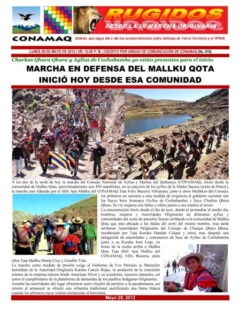 Marcha en defensa del Mallku Qota inició hoy desde esa comunidad (CONAMAQ, 28.5.2012)