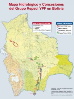 Mapa hidrológico y concesiones del grupo Repsol YPF en Bolivia