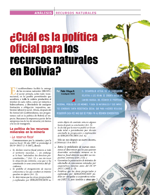 Petropress 28 | ¿Cuál es la política oficial para los recursos naturales en Bolivia?