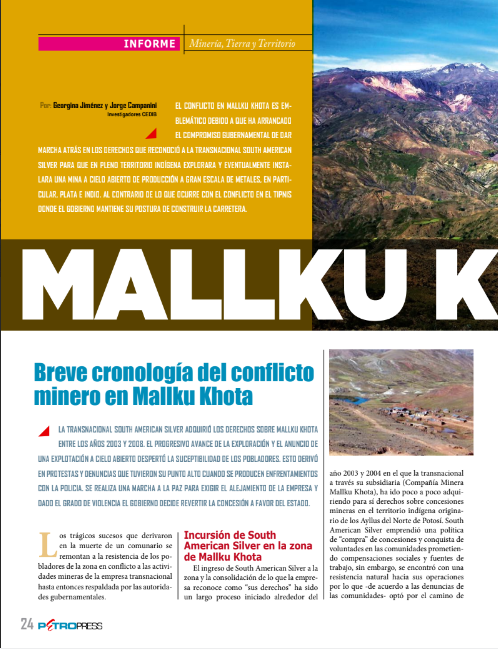 Petropress 29 | Mallku Khota breve cronología del conflicto