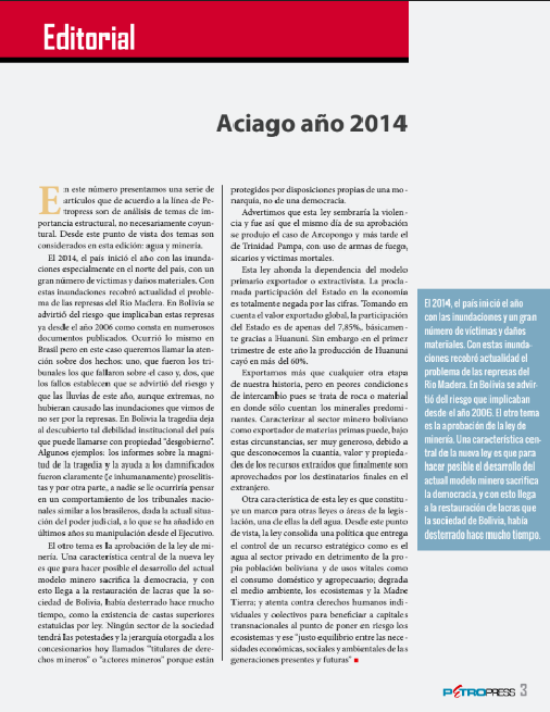 Petropress 33 Editorial | Aciago año 2014