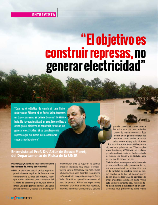 Petropress 33 | El objetivo es construir represas no generar electricidad Entrevista a Artur de Souza Moret