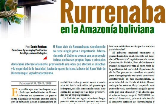La aplicación del “buen vivir” en Bolivia: La imposición del puente de Rurenabaque en la Amazonía Boliviana (Petropress 34, 3.15) La aplicación del “buen vivir” en Bolivia: La imposición del puente de Rurenabaque en la Amazonía Boliviana (Petropress 34, 3.15)