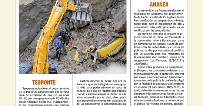 Crónica de conflictos mineros en Bolivia (Enero – Noviembre, 2015) (Petropress 35, 3.16) Crónica de conflictos mineros en Bolivia (Enero – Noviembre, 2015) (Petropress 35, 3.16)