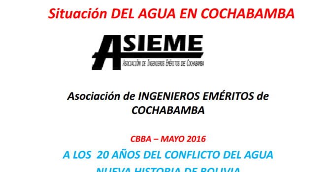 Situación del agua en Cochabamba – Asociación de Ingenieros Civiles Situación del agua en Cochabamba – Asociación de Ingenieros Civiles