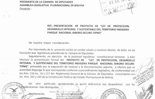 Proyecto de “Ley de protección, desarrollo integral y sustentable del Territorio Indígena Parque Nacional Isiboro Sécure” Proyecto de “Ley de protección, desarrollo integral y sustentable del Territorio Indígena Parque Nacional Isiboro Sécure”