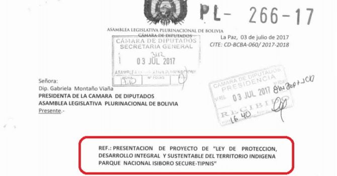 Proyecto de ley 266-17 “Protección, desarrollo integral y sustentable del TIPNIS” Proyecto de ley 266-17 “Protección, desarrollo integral y sustentable del TIPNIS”