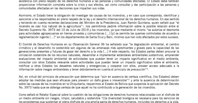 Carta abierta al señor presidente del Estado Plurinacional de Bolivia, Evo Morales Ayma, por los incendios en la Chiquitanía Carta abierta al señor presidente del Estado Plurinacional de Bolivia, Evo Morales Ayma, por los incendios en la Chiquitanía