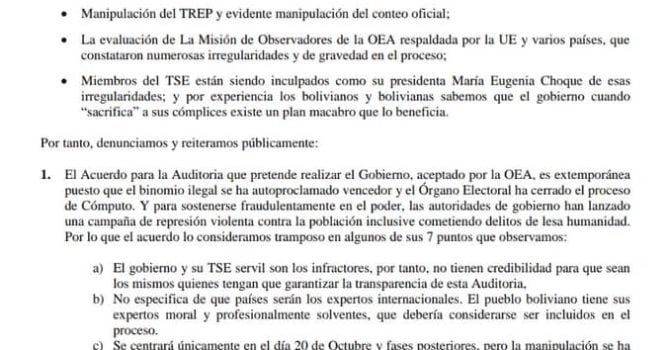 Pronunciamiento plataforma Agroecológica del trópico, subtrópico y Chaco ante crisis política (27.10.19) Pronunciamiento plataforma Agroecológica del trópico, subtrópico y Chaco ante crisis política (27.10.19)