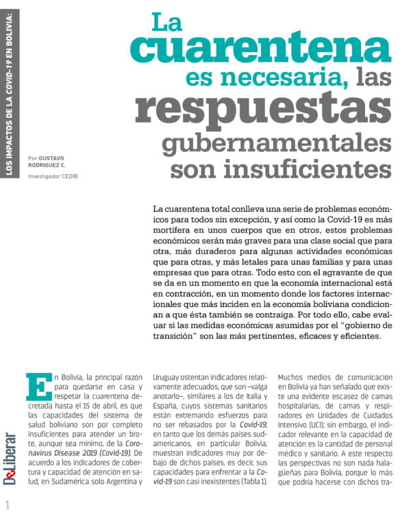 La cuarentena es necesaria, las respuestas gubernamentales son insuficientes La cuarentena es necesaria, las respuestas gubernamentales son insuficientes