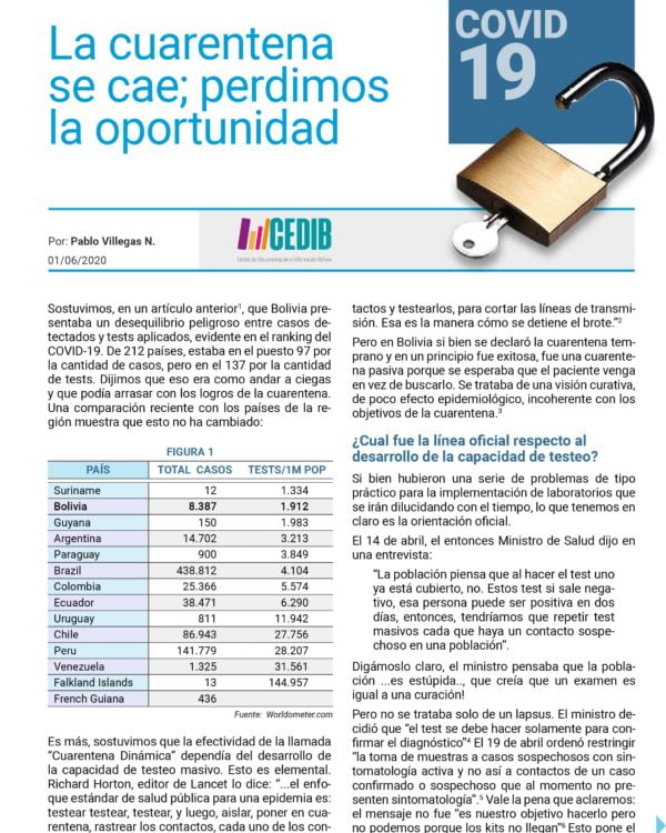 COVID-19: La cuarentena se cae y perdimos la oportunidad COVID-19: La cuarentena se cae y perdimos la oportunidad