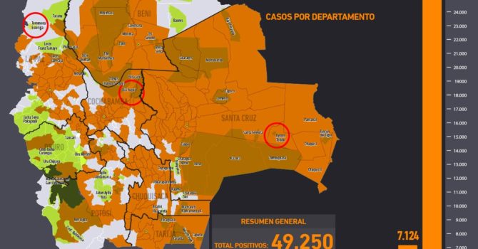 Mapas casos positivos de coronavirus y Tierras Comunitarias de Origen, TCOs (al 20.7.20) Mapas casos positivos de coronavirus y Tierras Comunitarias de Origen, TCOs (al 20.7.20)