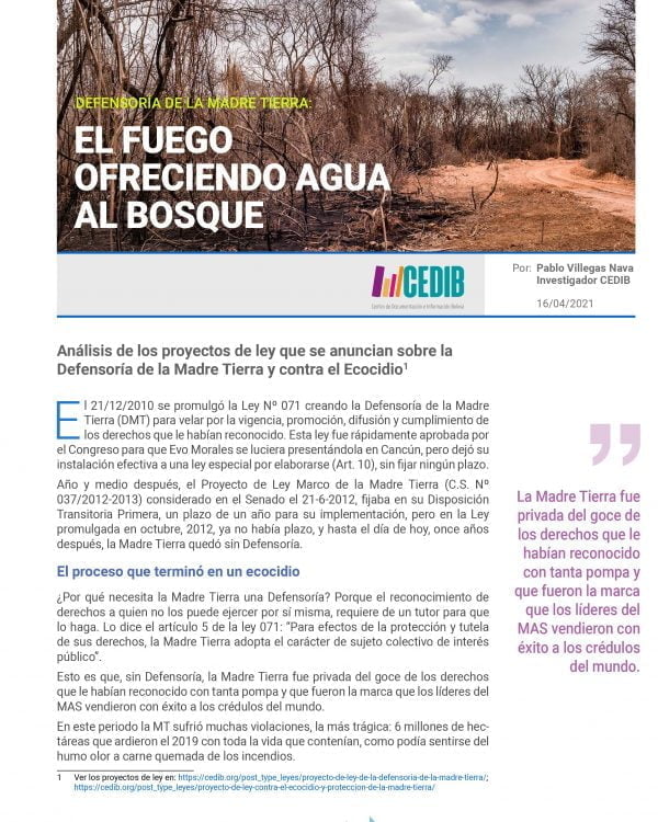 Defensoría de la Madre Tierra: El fuego ofreciendo agua al bosque Defensoría de la Madre Tierra: El fuego ofreciendo agua al bosque