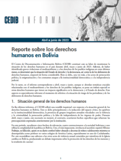 Cedib Informa | Reporte de Derechos Humanos en Bolivia abril a junio 2023