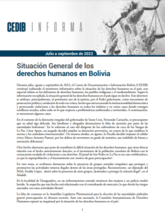 Cedib Informa | Reporte de Derechos Humanos en Bolivia julio a septiembre 2023