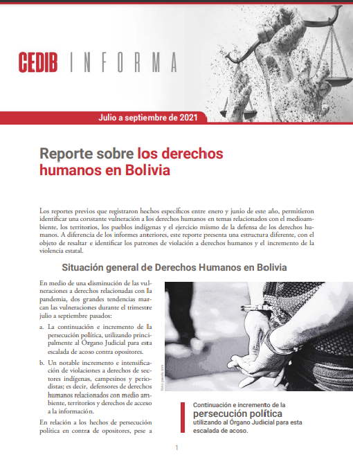 Cedib Informa | Reporte de Derechos Humanos en Bolivia julio a septiembre 2021