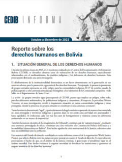 Cedib Informa | Reporte de Derechos Humanos en Bolivia octubre a diciembre 2023