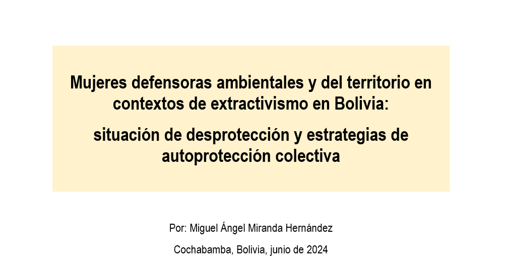 Ponencia CEDIB: Situación de Mujeres Defensoras ambientales y del territorio en Bolivia. Congreso LASA 2024, Colombia