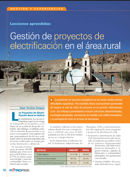 Petropress 6 | Gestión de proyectos de electrificación en el área rural