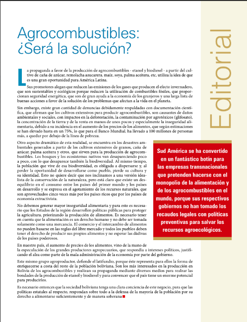 Petropress 14 Editorial | Agrocombustibles ¿Será la solución?