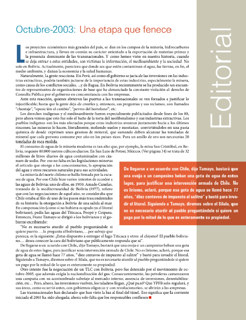 Petropress 16 Editorial | Octubre 2003 una etapa que fenece