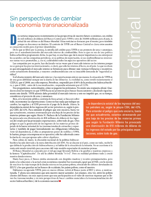 Petropress 17 Editorial | Sin perspectivas de cambiar la economía transnacionalizada