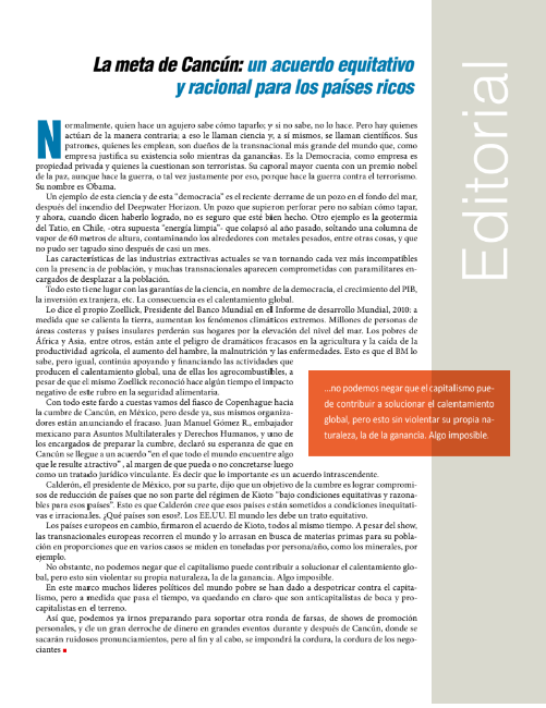 Petropress 21 Editorial | La meta de Cancún un acuerdo equitativo y racional para los países ricos