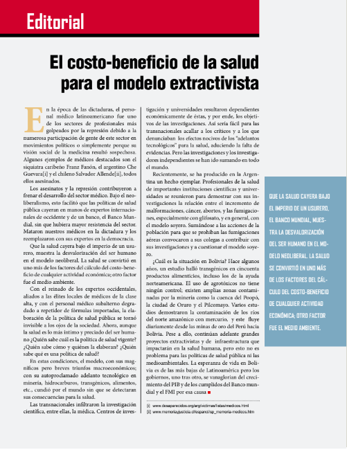 Petropress 22 Editorial | El costo beneficio de la salud para el modelo extractivista