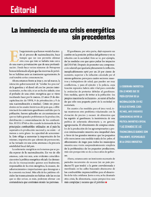 Petropress 24 Editorial | La inminencia de una crisis energética sin precedentes