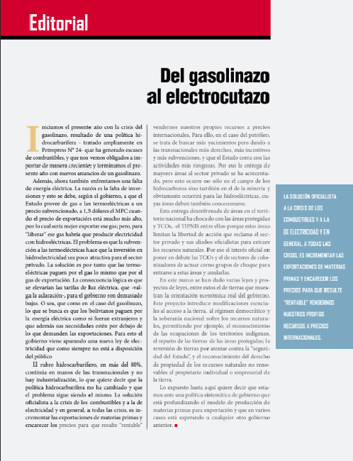 Petropress 27 Editorial | Del gasolinazo al electrocutazo