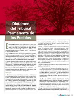 Petropress 11 | Dictamen del Tribunal Permanente de los Pueblos