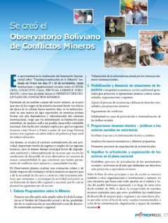 Petropress 13 | Se creó el Observatorio Boliviano de Conflictos Mineros