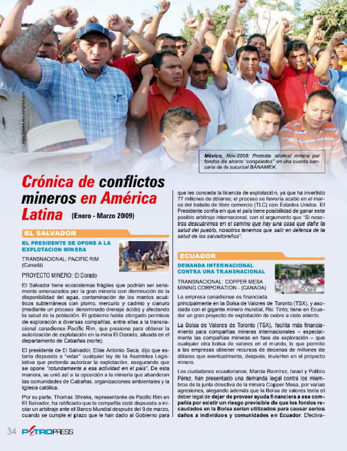 Petropress 14 | Crónica de conflictos mineros en América Latina Enero a marzo 2009