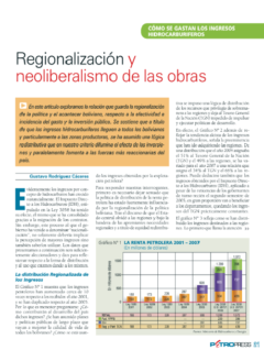 Petropress 7 | Cómo se gastan los ingresos hidrocarburiferos Regionalización y neoliberalismo de las obras