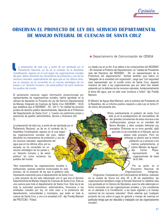 Petropress 3 | Observan el proyecto de ley del SEDEMIC de Santa cruz