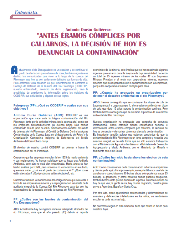 Petropress 5 | Antes éramos cómplices por callarnos la decisión de hoy es denunciar la contaminación