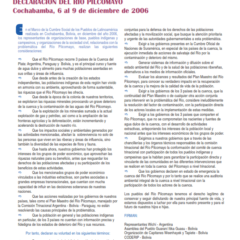 Petropress 5 | Declaración del río Pilcomayo Cochabamba diciembre 2006