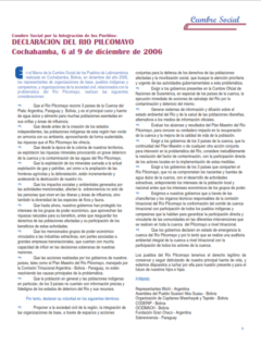 Petropress 5 | Declaración del río Pilcomayo Cochabamba diciembre 2006