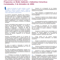 Petropress 5 | Propuestas en Medio Ambiente e Industrias Extractivas Cochabamba diciembre 2006