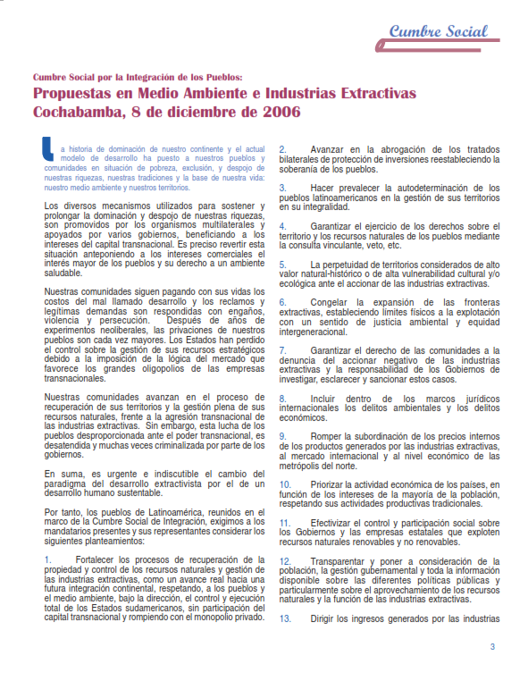 Petropress 5 | Propuestas en Medio Ambiente e Industrias Extractivas Cochabamba diciembre 2006